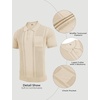image:imageCOOFANDY Knit Polo Shirts for Men Short Sleeve Textured Polo Shirt Slim Fit Summer Collared T Shirt with PocketCream