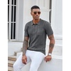 image:imageCOOFANDY Knit Polo Shirts for Men Short Sleeve Textured Polo Shirt Slim Fit Summer Collared T Shirt with PocketDark Grey