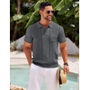 image:imageCOOFANDY Knit Polo Shirts for Men Short Sleeve Textured Polo Shirt Slim Fit Summer Collared T Shirt with PocketDark Grey