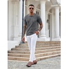 image:imageCOOFANDY Knit Polo Shirts for Men Short Sleeve Textured Polo Shirt Slim Fit Summer Collared T Shirt with PocketDark Grey
