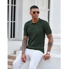 image:imageCOOFANDY Knit Polo Shirts for Men Short Sleeve Textured Polo Shirt Slim Fit Summer Collared T Shirt with PocketGreen