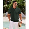 image:imageCOOFANDY Knit Polo Shirts for Men Short Sleeve Textured Polo Shirt Slim Fit Summer Collared T Shirt with PocketGreen