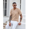 image:imageCOOFANDY Knit Polo Shirts for Men Short Sleeve Textured Polo Shirt Slim Fit Summer Collared T Shirt with PocketKhaki