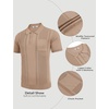 image:imageCOOFANDY Knit Polo Shirts for Men Short Sleeve Textured Polo Shirt Slim Fit Summer Collared T Shirt with PocketKhaki