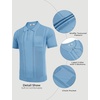 image:imageCOOFANDY Knit Polo Shirts for Men Short Sleeve Textured Polo Shirt Slim Fit Summer Collared T Shirt with PocketLight Blue