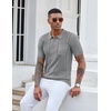 image:imageCOOFANDY Knit Polo Shirts for Men Short Sleeve Textured Polo Shirt Slim Fit Summer Collared T Shirt with PocketLight Grey