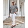 image:imageCOOFANDY Knit Polo Shirts for Men Short Sleeve Textured Polo Shirt Slim Fit Summer Collared T Shirt with PocketLight Grey