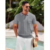 image:imageCOOFANDY Knit Polo Shirts for Men Short Sleeve Textured Polo Shirt Slim Fit Summer Collared T Shirt with PocketLight Grey