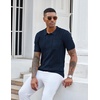 image:imageCOOFANDY Knit Polo Shirts for Men Short Sleeve Textured Polo Shirt Slim Fit Summer Collared T Shirt with PocketNavy Blue