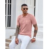 image:imageCOOFANDY Knit Polo Shirts for Men Short Sleeve Textured Polo Shirt Slim Fit Summer Collared T Shirt with PocketPink