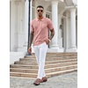 image:imageCOOFANDY Knit Polo Shirts for Men Short Sleeve Textured Polo Shirt Slim Fit Summer Collared T Shirt with PocketPink