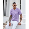 image:imageCOOFANDY Knit Polo Shirts for Men Short Sleeve Textured Polo Shirt Slim Fit Summer Collared T Shirt with PocketPurple