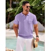 image:imageCOOFANDY Knit Polo Shirts for Men Short Sleeve Textured Polo Shirt Slim Fit Summer Collared T Shirt with PocketPurple
