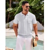 image:imageCOOFANDY Knit Polo Shirts for Men Short Sleeve Textured Polo Shirt Slim Fit Summer Collared T Shirt with PocketWhite