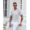 image:imageCOOFANDY Knit Polo Shirts for Men Short Sleeve Textured Polo Shirt Slim Fit Summer Collared T Shirt with PocketWhite