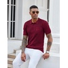 image:imageCOOFANDY Knit Polo Shirts for Men Short Sleeve Textured Polo Shirt Slim Fit Summer Collared T Shirt with PocketWine Red