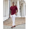 image:imageCOOFANDY Knit Polo Shirts for Men Short Sleeve Textured Polo Shirt Slim Fit Summer Collared T Shirt with PocketWine Red