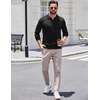 image:imageCOOFANDY Long Sleeve Polo Shirts for Men Knit Polo Sweater Lightweight Ribbed Pullover SweaterBlack
