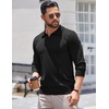 image:imageCOOFANDY Long Sleeve Polo Shirts for Men Knit Polo Sweater Lightweight Ribbed Pullover SweaterBlack