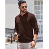 image:imageCOOFANDY Long Sleeve Polo Shirts for Men Knit Polo Sweater Lightweight Ribbed Pullover SweaterBrown