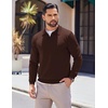 image:imageCOOFANDY Long Sleeve Polo Shirts for Men Knit Polo Sweater Lightweight Ribbed Pullover SweaterBrown