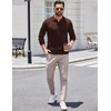 image:imageCOOFANDY Long Sleeve Polo Shirts for Men Knit Polo Sweater Lightweight Ribbed Pullover SweaterBrown
