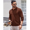 image:imageCOOFANDY Long Sleeve Polo Shirts for Men Knit Polo Sweater Lightweight Ribbed Pullover SweaterCaramel