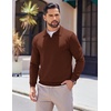 image:imageCOOFANDY Long Sleeve Polo Shirts for Men Knit Polo Sweater Lightweight Ribbed Pullover SweaterCaramel