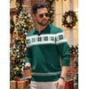 image:imageCOOFANDY Long Sleeve Polo Shirts for Men Knit Polo Sweater Lightweight Ribbed Pullover SweaterChristmas Green  White
