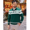 image:imageCOOFANDY Long Sleeve Polo Shirts for Men Knit Polo Sweater Lightweight Ribbed Pullover SweaterChristmas Green  White