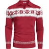 image:imageCOOFANDY Long Sleeve Polo Shirts for Men Knit Polo Sweater Lightweight Ribbed Pullover SweaterChristmas Red  White