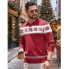image:imageCOOFANDY Long Sleeve Polo Shirts for Men Knit Polo Sweater Lightweight Ribbed Pullover SweaterChristmas Red  White