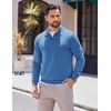 image:imageCOOFANDY Long Sleeve Polo Shirts for Men Knit Polo Sweater Lightweight Ribbed Pullover SweaterDark Blue