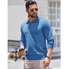image:imageCOOFANDY Long Sleeve Polo Shirts for Men Knit Polo Sweater Lightweight Ribbed Pullover SweaterDark Blue