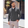 image:imageCOOFANDY Long Sleeve Polo Shirts for Men Knit Polo Sweater Lightweight Ribbed Pullover SweaterDark Gray