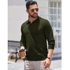 image:imageCOOFANDY Long Sleeve Polo Shirts for Men Knit Polo Sweater Lightweight Ribbed Pullover SweaterDark Green