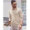 image:imageCOOFANDY Long Sleeve Polo Shirts for Men Knit Polo Sweater Lightweight Ribbed Pullover SweaterIvory