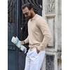 image:imageCOOFANDY Long Sleeve Polo Shirts for Men Knit Polo Sweater Lightweight Ribbed Pullover SweaterIvory