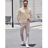 image:imageCOOFANDY Long Sleeve Polo Shirts for Men Knit Polo Sweater Lightweight Ribbed Pullover SweaterIvory