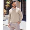 image:imageCOOFANDY Long Sleeve Polo Shirts for Men Knit Polo Sweater Lightweight Ribbed Pullover SweaterIvory