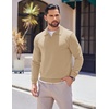 image:imageCOOFANDY Long Sleeve Polo Shirts for Men Knit Polo Sweater Lightweight Ribbed Pullover SweaterKhaki