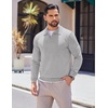 image:imageCOOFANDY Long Sleeve Polo Shirts for Men Knit Polo Sweater Lightweight Ribbed Pullover SweaterLight Gray