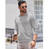 image:imageCOOFANDY Long Sleeve Polo Shirts for Men Knit Polo Sweater Lightweight Ribbed Pullover SweaterLight Gray