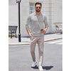 image:imageCOOFANDY Long Sleeve Polo Shirts for Men Knit Polo Sweater Lightweight Ribbed Pullover SweaterLight Gray