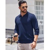 image:imageCOOFANDY Long Sleeve Polo Shirts for Men Knit Polo Sweater Lightweight Ribbed Pullover SweaterNavy Blue