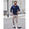image:imageCOOFANDY Long Sleeve Polo Shirts for Men Knit Polo Sweater Lightweight Ribbed Pullover SweaterNavy Blue
