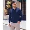 image:imageCOOFANDY Long Sleeve Polo Shirts for Men Knit Polo Sweater Lightweight Ribbed Pullover SweaterNavy Blue