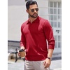 image:imageCOOFANDY Long Sleeve Polo Shirts for Men Knit Polo Sweater Lightweight Ribbed Pullover SweaterRed