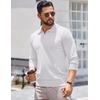 image:imageCOOFANDY Long Sleeve Polo Shirts for Men Knit Polo Sweater Lightweight Ribbed Pullover SweaterWhite