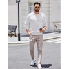 image:imageCOOFANDY Long Sleeve Polo Shirts for Men Knit Polo Sweater Lightweight Ribbed Pullover SweaterWhite